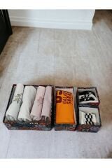 4lü 2 Set Motifli Çekmece Düzenleyici Organizer Eşya Oyuncak Kıyafet Toplama Kutusu - Motifli