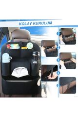2 Adet Araba Koltuk Arkası Eşya Düzenleyici Çanta Oto Organizer Araba Ceplik Peçetelik Bardaklık